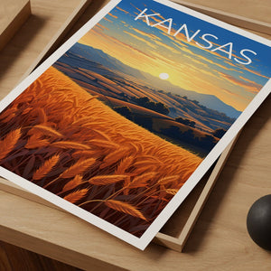Kansas Travel Poster, Plains Wall Art, Cornfields Print, Plains Poster, Cornfields Poster, Kansas Poster, Kansas Print