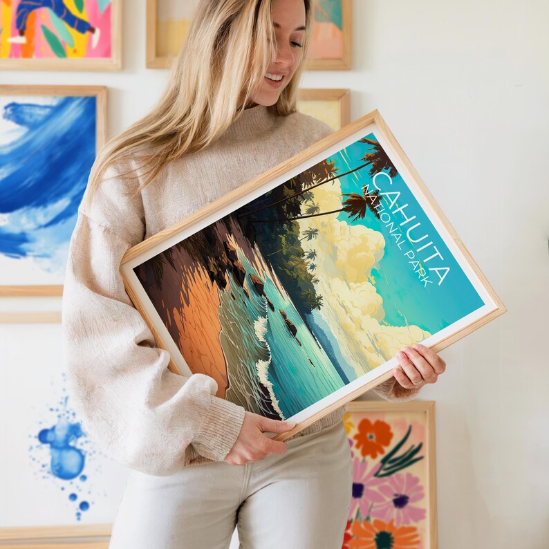 Cahuita National Park Travel Print Costa Rica Poster Palm Tree Wall Art Beach Illustration Cahuita  Poster Home Decor Birthday Gift