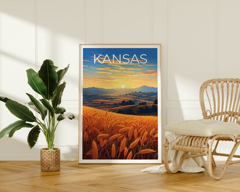 Kansas Travel Poster, Plains Wall Art, Cornfields Print, Plains Poster, Cornfields Poster, Kansas Poster, Kansas Print