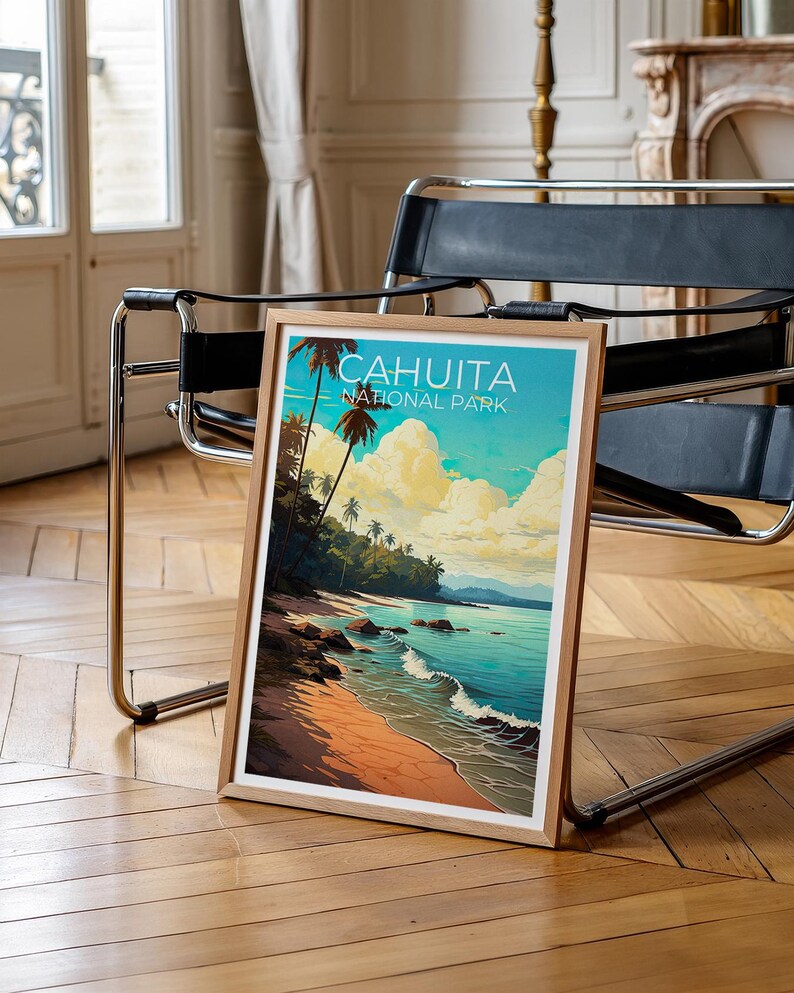 Cahuita National Park Travel Print Costa Rica Poster Palm Tree Wall Art Beach Illustration Cahuita  Poster Home Decor Birthday Gift
