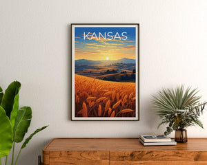 Kansas Travel Poster, Plains Wall Art, Cornfields Print, Plains Poster, Cornfields Poster, Kansas Poster, Kansas Print