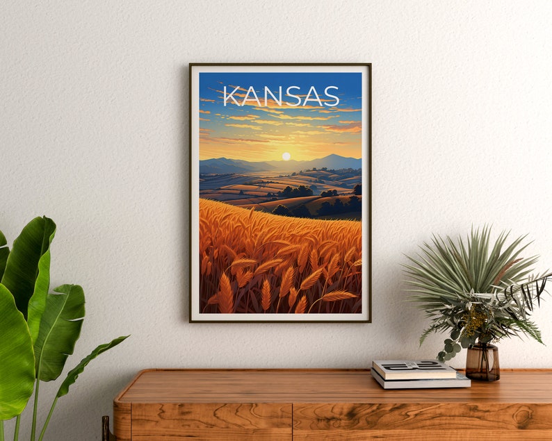 Kansas Travel Poster, Plains Wall Art, Cornfields Print, Plains Poster, Cornfields Poster, Kansas Poster, Kansas Print