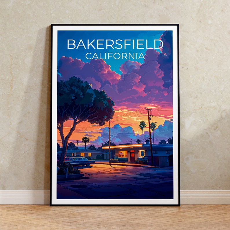 Bakersfield Travel Poster, California Wall Art, California Print, Bakersfield Poster, California Poster, City Poster, Bakersfield Print