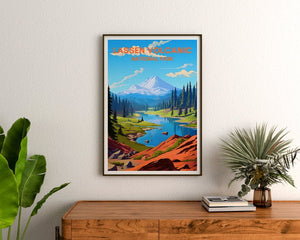 Affiche de voyage volcanique de Lassen, art mural de Californie, impression de Californie, affiche volcanique de Lassen, affiche de nature, affiche de montagne, art de la nature