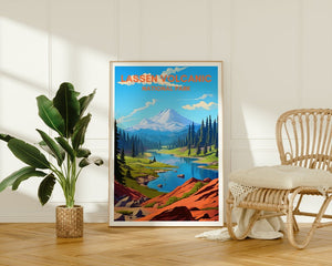 Affiche de voyage volcanique de Lassen, art mural de Californie, impression de Californie, affiche volcanique de Lassen, affiche de nature, affiche de montagne, art de la nature