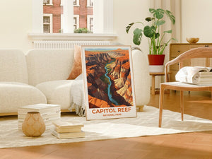 Affiche de voyage Capitol Reef, art mural de l'Utah, impression du parc national, affiche Capitol Reef, art de l'Utah, affiche nature, décoration murale