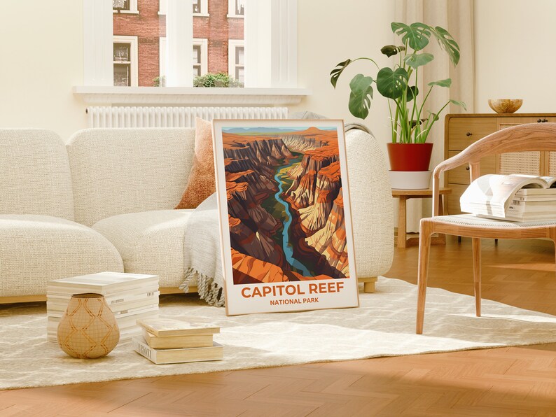 Affiche de voyage Capitol Reef, art mural de l'Utah, impression du parc national, affiche Capitol Reef, art de l'Utah, affiche nature, décoration murale