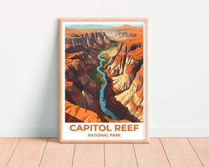 Affiche de voyage Capitol Reef, art mural de l'Utah, impression du parc national, affiche Capitol Reef, art de l'Utah, affiche nature, décoration murale