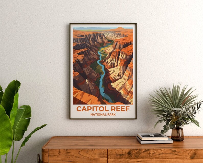 Affiche de voyage Capitol Reef, art mural de l'Utah, impression du parc national, affiche Capitol Reef, art de l'Utah, affiche nature, décoration murale