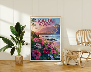 Kauai Poster, Kauai Print, Hawaii Poster, Hawaii Print, Kauai Travel Poster, Beach Poster, Kauai Art