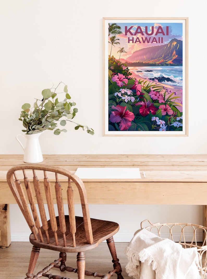 Kauai Poster, Kauai Print, Hawaii Poster, Hawaii Print, Kauai Travel Poster, Beach Poster, Kauai Art