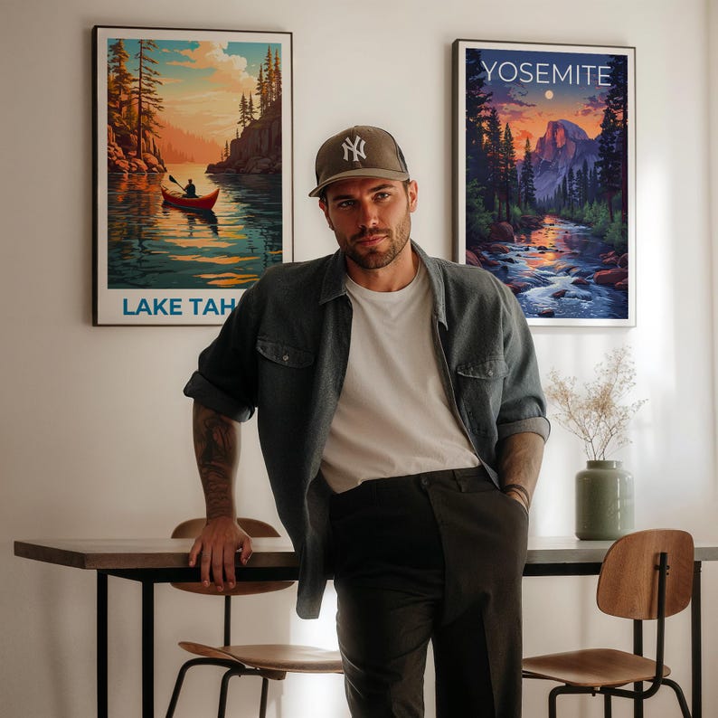 Lake Tahoe Travel Print California Poster Nevada Wall Art Forest Illustration Lake Tahoe Poster Home Decor Birthday Gift