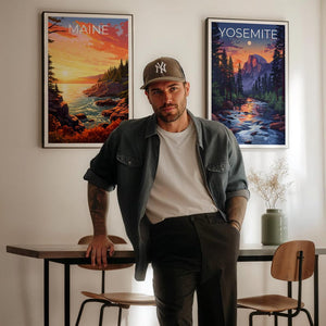 Maine Travel Print Acadia National Park Poster Rocky Shores Wall Art Forest Illustration Maine Poster Home Decor Birthday Gift