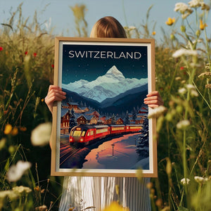 Switzerland Travel Print Swiss Alps Poster Matterhorn Wall Art Zermatt Illustration Switzerland Poster Home Decor Birthday Gift
