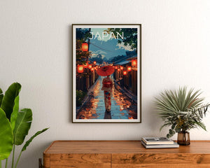 Japan Travel Print Geisha Poster Kyoto Wall Art Japanese Culture Illustration Kimono Poster Home Decor Birthday Gift