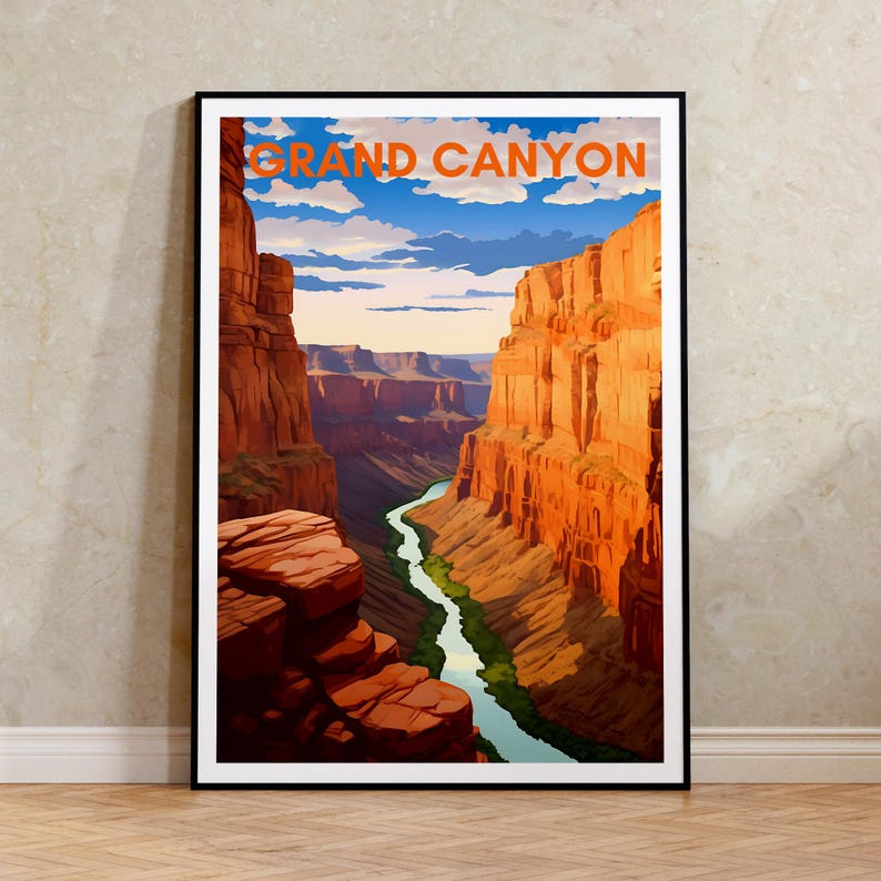 Affiche de voyage du Grand Canyon, Art mural de l'Arizona, Impression de l'Arizona, Affiche du Grand Canyon, Illustration du Grand Canyon, Affiche de la nature, Impression de la nature