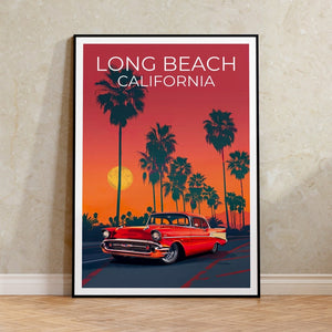 Long Beach Poster, Long Beach Print, California Poster, California Print, Lowrider Poster, Palm Trees Poster, Long Beach Art