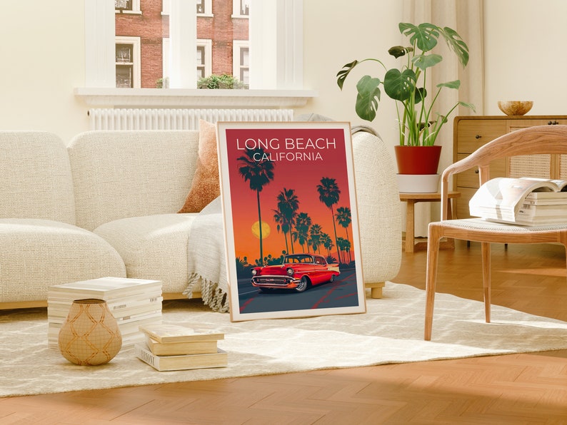 Long Beach Poster, Long Beach Print, California Poster, California Print, Lowrider Poster, Palm Trees Poster, Long Beach Art