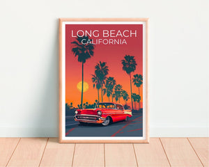 Long Beach Poster, Long Beach Print, California Poster, California Print, Lowrider Poster, Palm Trees Poster, Long Beach Art