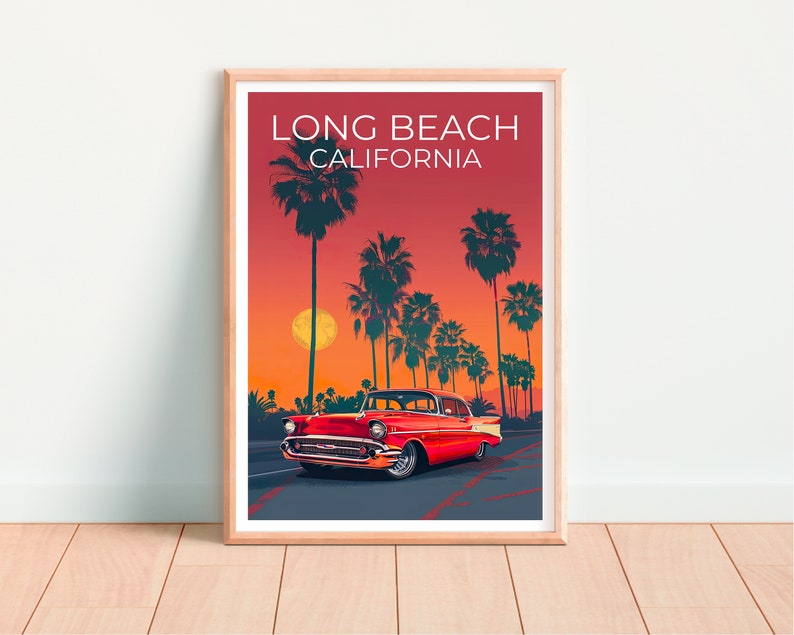 Long Beach Poster, Long Beach Print, California Poster, California Print, Lowrider Poster, Palm Trees Poster, Long Beach Art