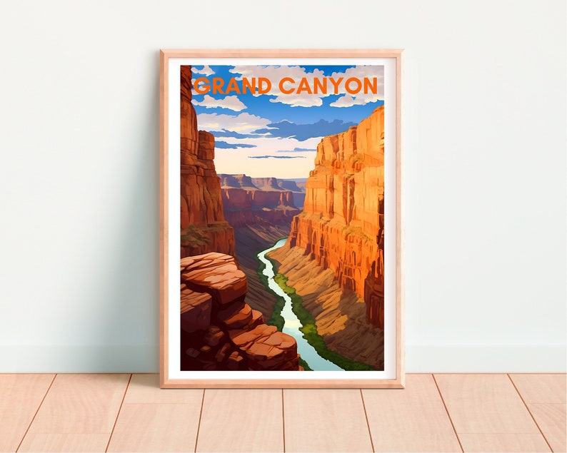 Affiche de voyage du Grand Canyon, Art mural de l'Arizona, Impression de l'Arizona, Affiche du Grand Canyon, Illustration du Grand Canyon, Affiche de la nature, Impression de la nature