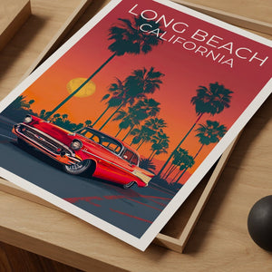 Long Beach Poster, Long Beach Print, California Poster, California Print, Lowrider Poster, Palm Trees Poster, Long Beach Art