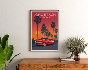 Long Beach Poster, Long Beach Print, California Poster, California Print, Lowrider Poster, Palm Trees Poster, Long Beach Art