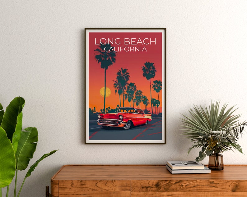 Long Beach Poster, Long Beach Print, California Poster, California Print, Lowrider Poster, Palm Trees Poster, Long Beach Art