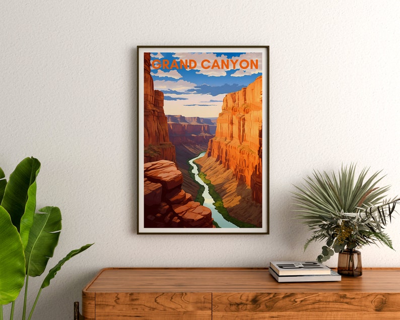 Affiche de voyage du Grand Canyon, Art mural de l'Arizona, Impression de l'Arizona, Affiche du Grand Canyon, Illustration du Grand Canyon, Affiche de la nature, Impression de la nature