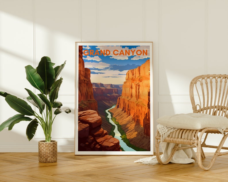 Affiche de voyage du Grand Canyon, Art mural de l'Arizona, Impression de l'Arizona, Affiche du Grand Canyon, Illustration du Grand Canyon, Affiche de la nature, Impression de la nature