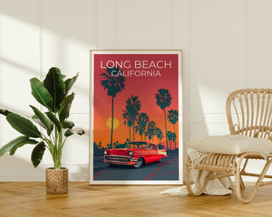 Long Beach Poster, Long Beach Print, California Poster, California Print, Lowrider Poster, Palm Trees Poster, Long Beach Art