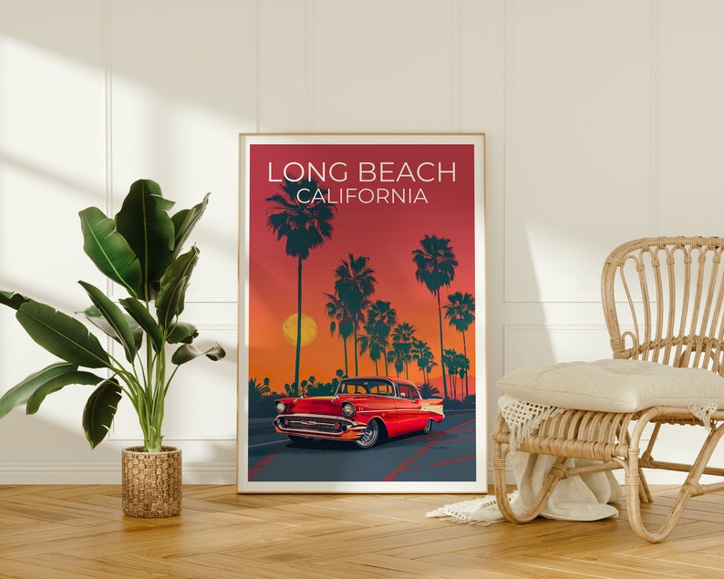 Long Beach Poster, Long Beach Print, California Poster, California Print, Lowrider Poster, Palm Trees Poster, Long Beach Art