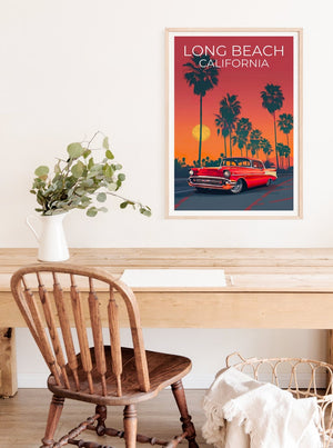 Long Beach Poster, Long Beach Print, California Poster, California Print, Lowrider Poster, Palm Trees Poster, Long Beach Art