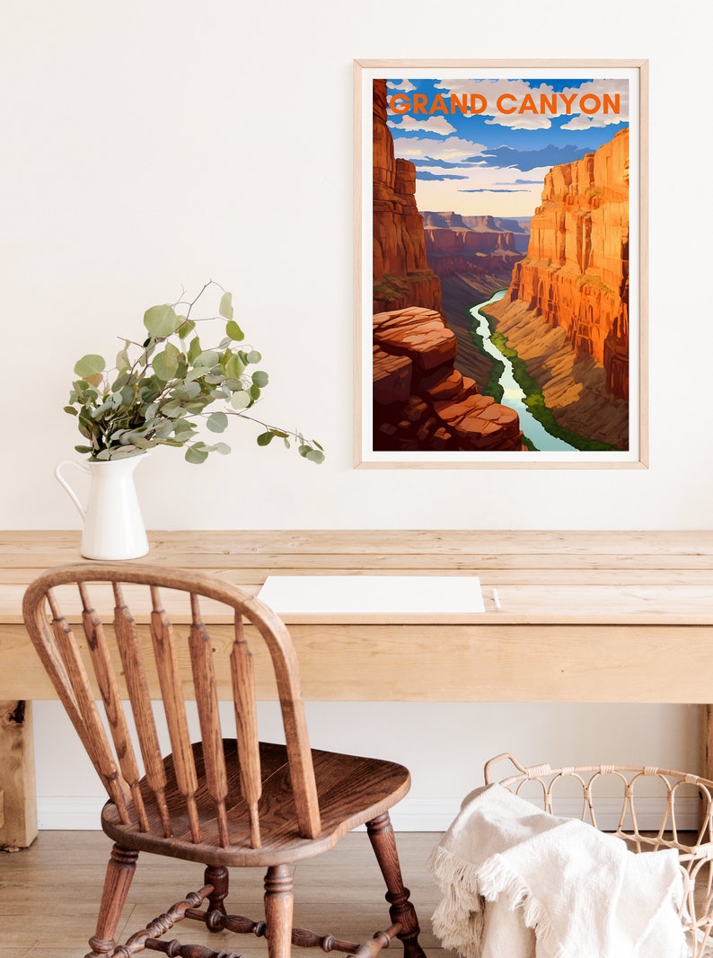 Affiche de voyage du Grand Canyon, Art mural de l'Arizona, Impression de l'Arizona, Affiche du Grand Canyon, Illustration du Grand Canyon, Affiche de la nature, Impression de la nature