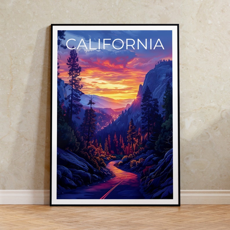 California Poster, California Print, Road Trip Poster, Forest Print, California Travel Poster, California Gift, California Art