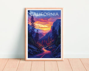 California Poster, California Print, Road Trip Poster, Forest Print, California Travel Poster, California Gift, California Art