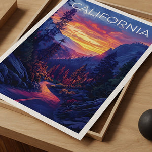 California Poster, California Print, Road Trip Poster, Forest Print, California Travel Poster, California Gift, California Art