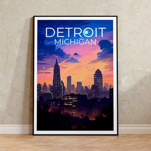 Detroit Travel Poster, Michigan Wall Art, Michigan Print, Detroit Poster, Michigan Poster, City Poster, Detroit Art