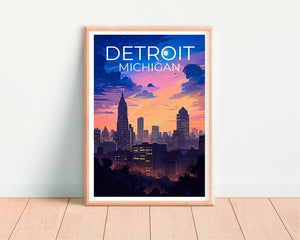 Detroit Travel Poster, Michigan Wall Art, Michigan Print, Detroit Poster, Michigan Poster, City Poster, Detroit Art