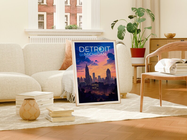 Detroit Travel Poster, Michigan Wall Art, Michigan Print, Detroit Poster, Michigan Poster, City Poster, Detroit Art