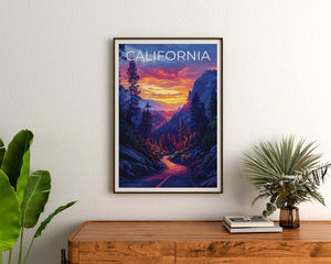 California Poster, California Print, Road Trip Poster, Forest Print, California Travel Poster, California Gift, California Art