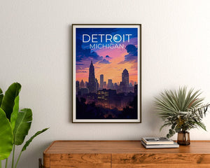 Detroit Travel Poster, Michigan Wall Art, Michigan Print, Detroit Poster, Michigan Poster, City Poster, Detroit Art