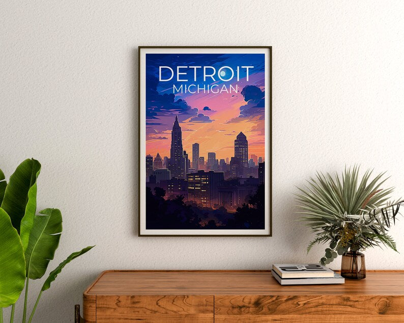 Detroit Travel Poster, Michigan Wall Art, Michigan Print, Detroit Poster, Michigan Poster, City Poster, Detroit Art