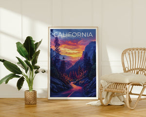 California Poster, California Print, Road Trip Poster, Forest Print, California Travel Poster, California Gift, California Art
