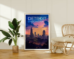 Detroit Travel Poster, Michigan Wall Art, Michigan Print, Detroit Poster, Michigan Poster, City Poster, Detroit Art