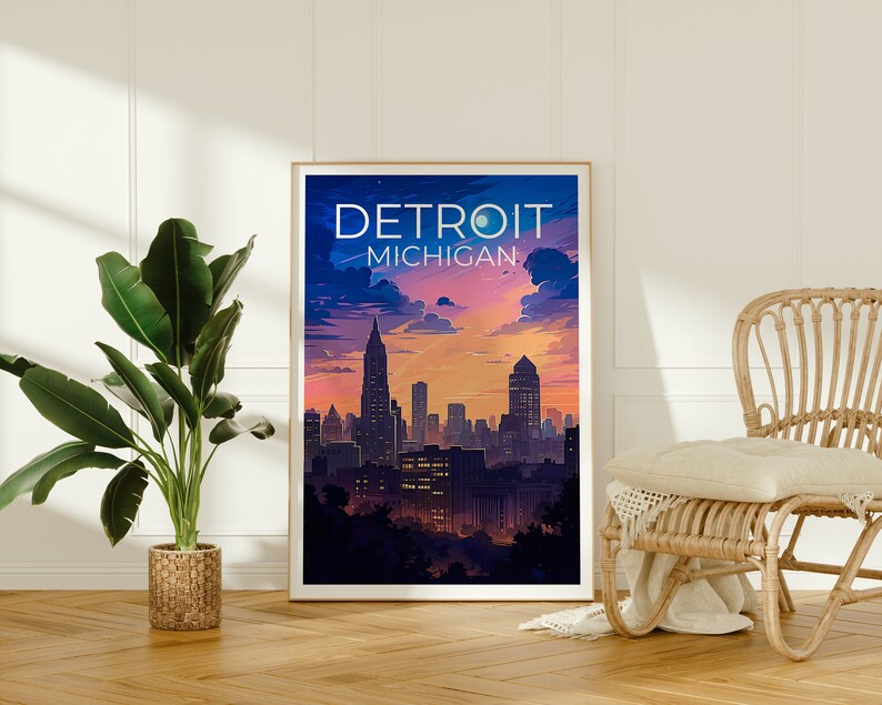 Detroit Travel Poster, Michigan Wall Art, Michigan Print, Detroit Poster, Michigan Poster, City Poster, Detroit Art