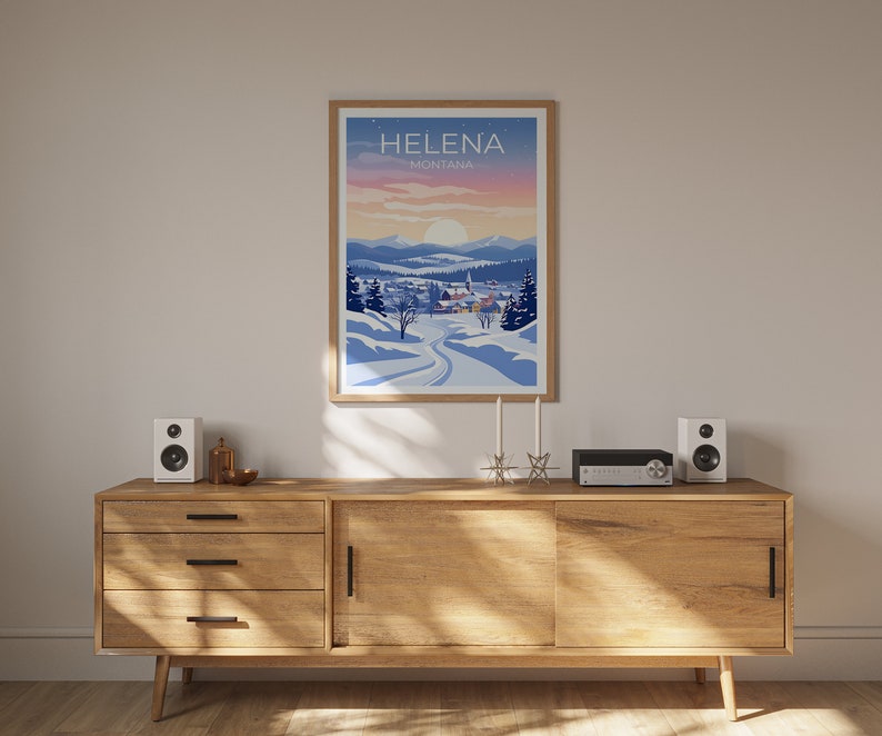 Helena Travel Poster, Montana Wall Art, Montana Print, Helena Poster, Snow City Poster, Winter Poster, Helena Illustration