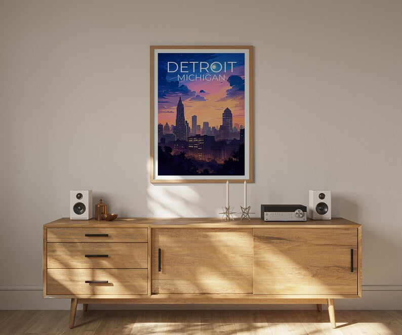 Detroit Travel Poster, Michigan Wall Art, Michigan Print, Detroit Poster, Michigan Poster, City Poster, Detroit Art