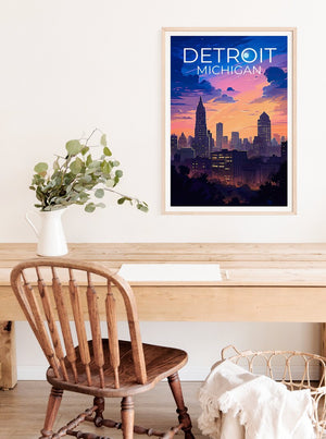 Detroit Travel Poster, Michigan Wall Art, Michigan Print, Detroit Poster, Michigan Poster, City Poster, Detroit Art