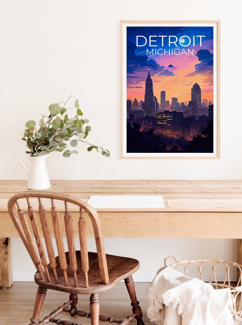Detroit Travel Poster, Michigan Wall Art, Michigan Print, Detroit Poster, Michigan Poster, City Poster, Detroit Art